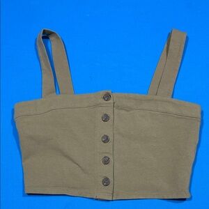 Super Cute Forever 21 Olive Green Buttoned Crop Top
